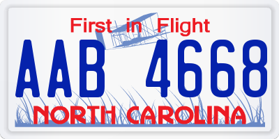 NC license plate AAB4668