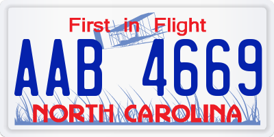 NC license plate AAB4669