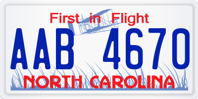 NC license plate AAB4670