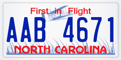 NC license plate AAB4671