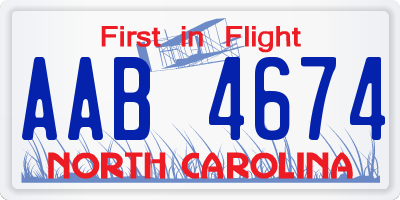 NC license plate AAB4674