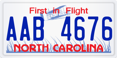 NC license plate AAB4676