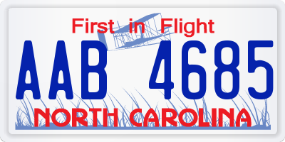 NC license plate AAB4685