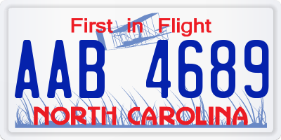 NC license plate AAB4689