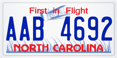 NC license plate AAB4692