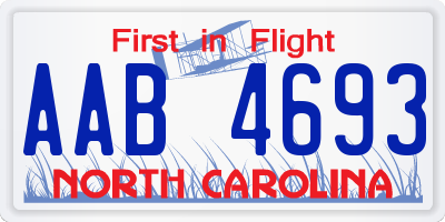 NC license plate AAB4693