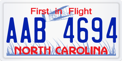 NC license plate AAB4694