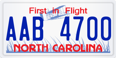 NC license plate AAB4700