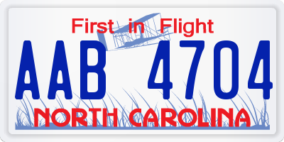 NC license plate AAB4704