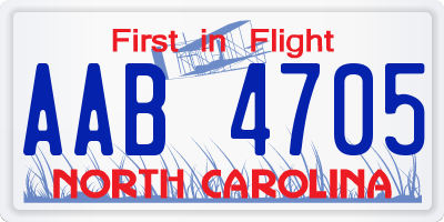 NC license plate AAB4705