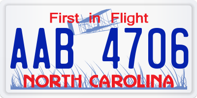 NC license plate AAB4706