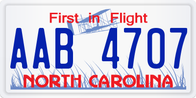 NC license plate AAB4707