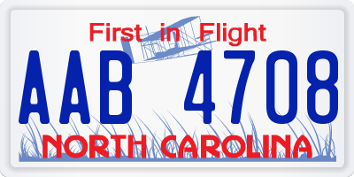 NC license plate AAB4708