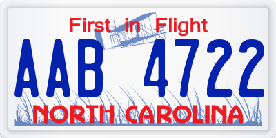 NC license plate AAB4722