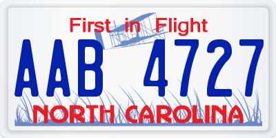 NC license plate AAB4727