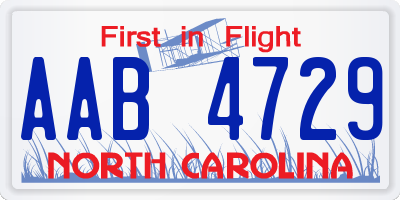 NC license plate AAB4729