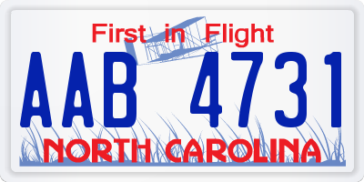 NC license plate AAB4731