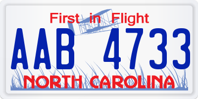 NC license plate AAB4733