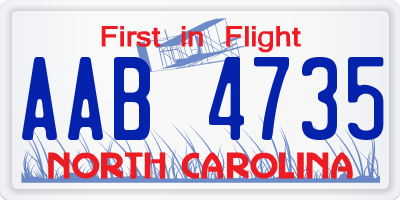 NC license plate AAB4735