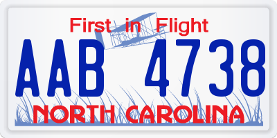 NC license plate AAB4738
