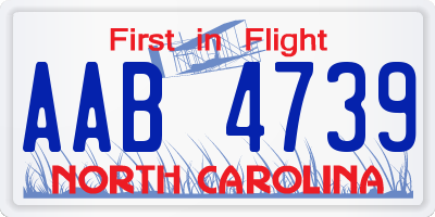 NC license plate AAB4739