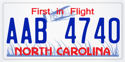 NC license plate AAB4740