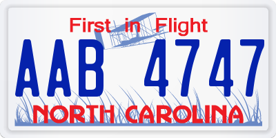 NC license plate AAB4747