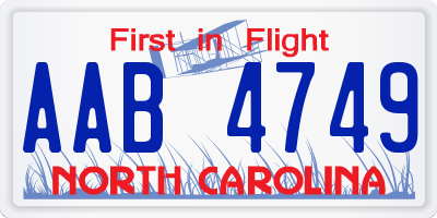 NC license plate AAB4749