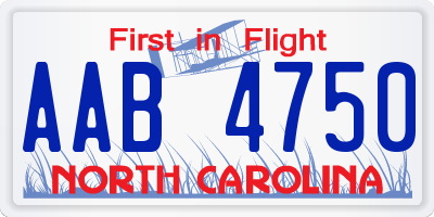 NC license plate AAB4750