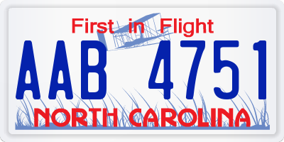 NC license plate AAB4751