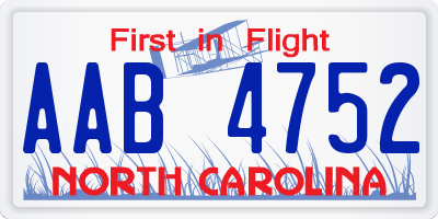 NC license plate AAB4752