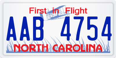 NC license plate AAB4754