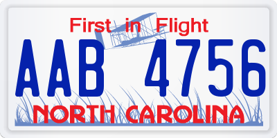 NC license plate AAB4756