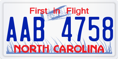 NC license plate AAB4758