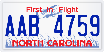 NC license plate AAB4759