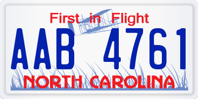 NC license plate AAB4761