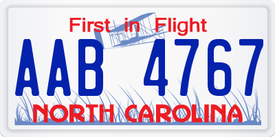 NC license plate AAB4767