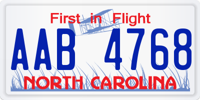 NC license plate AAB4768