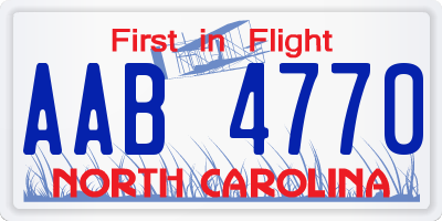 NC license plate AAB4770