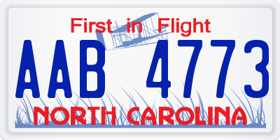 NC license plate AAB4773