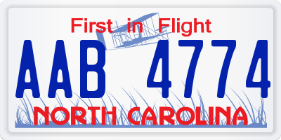 NC license plate AAB4774