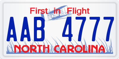 NC license plate AAB4777