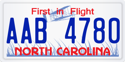 NC license plate AAB4780