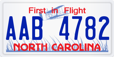 NC license plate AAB4782