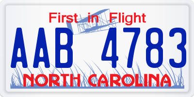 NC license plate AAB4783