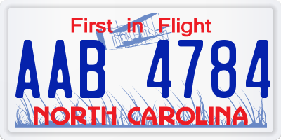 NC license plate AAB4784