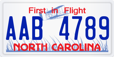 NC license plate AAB4789