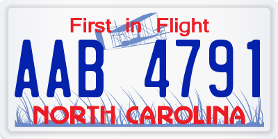 NC license plate AAB4791