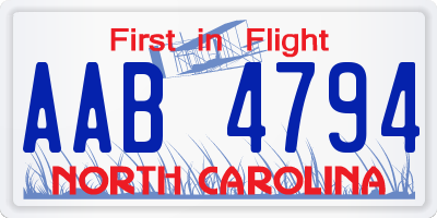 NC license plate AAB4794