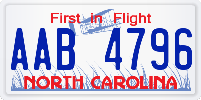 NC license plate AAB4796